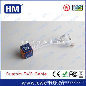 BSCI audit (external cable) custom cube shape 4 in 1 cable creative charging cable 13 color choice
